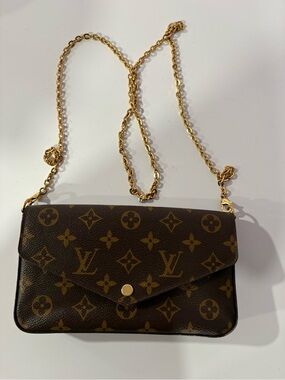 Louis Vuitton Monogram Crossbody Envelope Bag - Brown/Gold